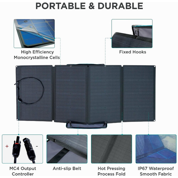 EcoFlow 160W Portable Power Station Solar Panel EFSOLAR160W-N 560108