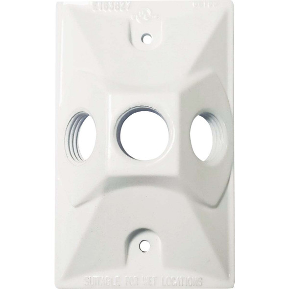 Southwire Single Gang Weatherproof 3-Hole White Rectangular Cover WCR1350W-UPC