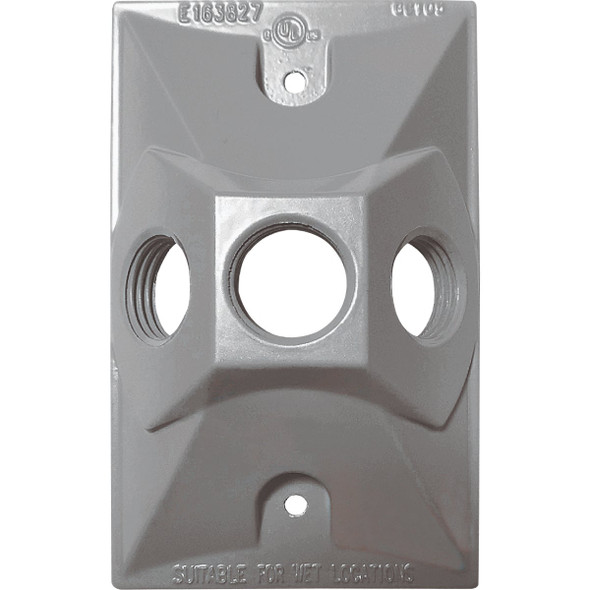 Southwire Single Gang Weatherproof 3-Hole Gray Rectangular Cover WCR1350-UPC