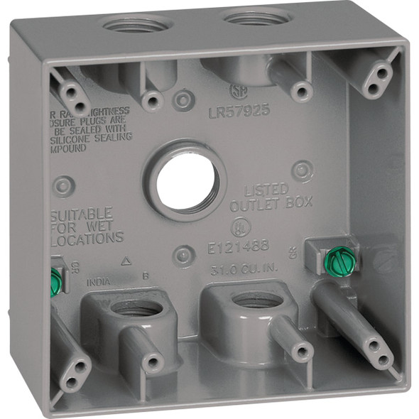 Southwire Dual Gang 3/4 In. 5-Hole Gray Weatherproof Junction Box WB2575-UPC
