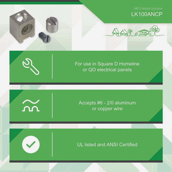 Square D QO-Homeline 100A Aluminum Neutral Lug Kit LK100ANCP 538893