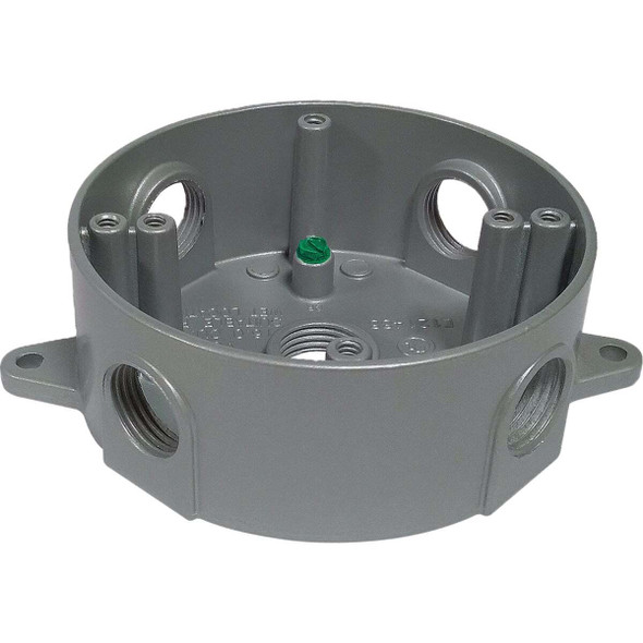Southwire 4 In. Dia. 3/4 In. 5-Outlet Gray Weatherproof Round Box WRB1575-UPC