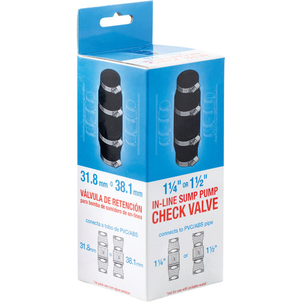 PLUMBEEZE 1-1/4 In. ABS In-Line Sump Pump Check Valve