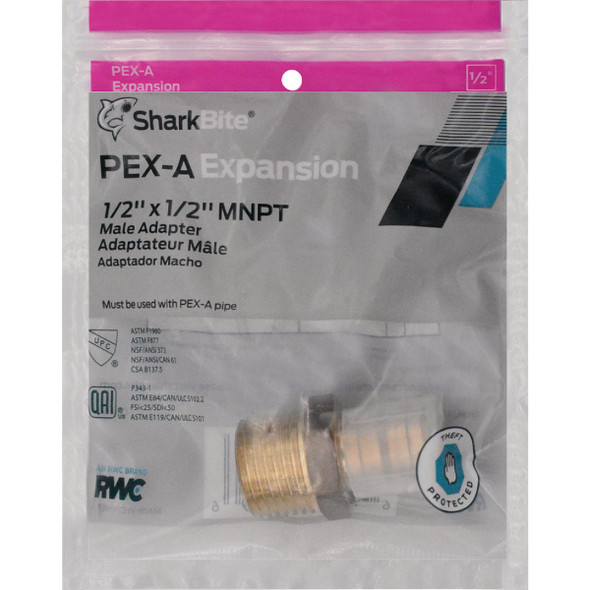 SharkBite 1-2 In. PEX-A x 1-2 In. MNPT Brass Adapter UAB120LFA 482272
