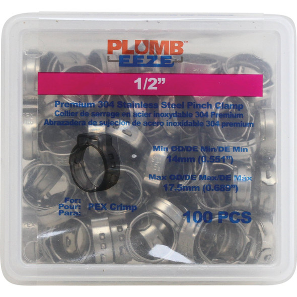 Plumbeeze 1-2 In. Stainless Steel PEX Pinch Clamp (10-Pack) PE-PS-PC05-10 482612