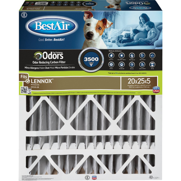 BestAir 20 In. x 25 In. x 5 In. Lennox MERV 13 Odor Reducing Carbon Filter