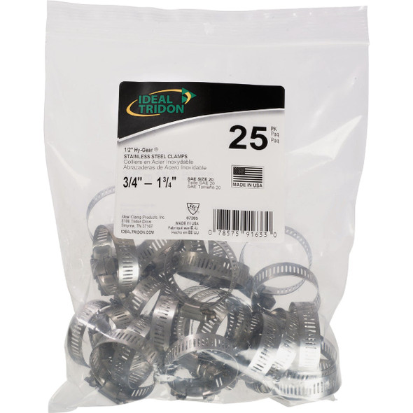 Ideal Tridon 25pk.75-1.75 Hoseclamp 6720550