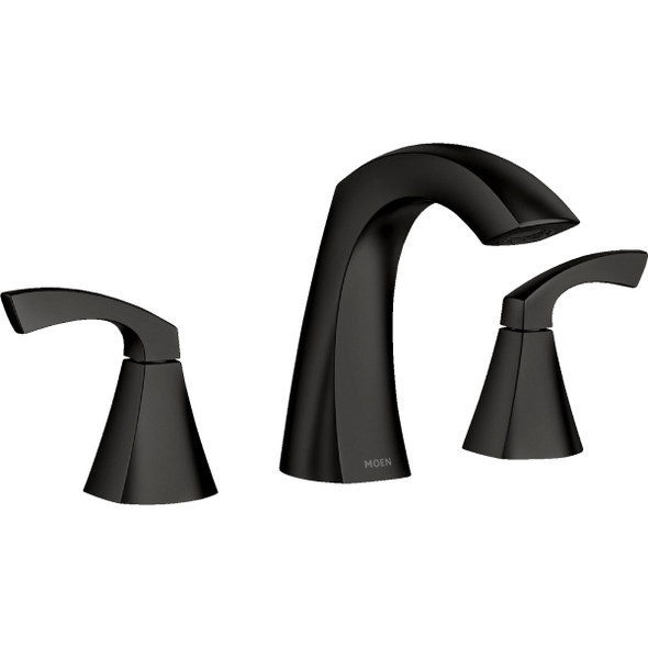 Moen Lindor 2-Handle Lever Widespread Bathroom Faucet, Matte Black 84504BL