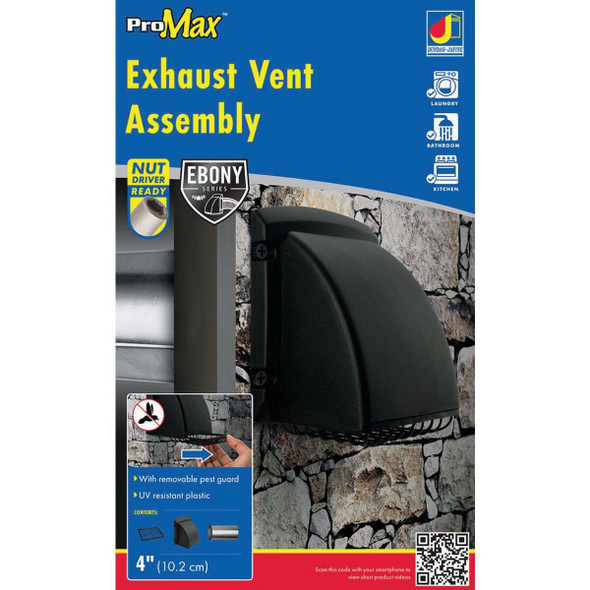 Dundas Jafine ProMax 4 In. Black Plastic Dryer Vent Hood PMH4BLKXZ