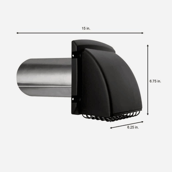Dundas Jafine ProMax 4 In. Black Plastic Dryer Vent Hood