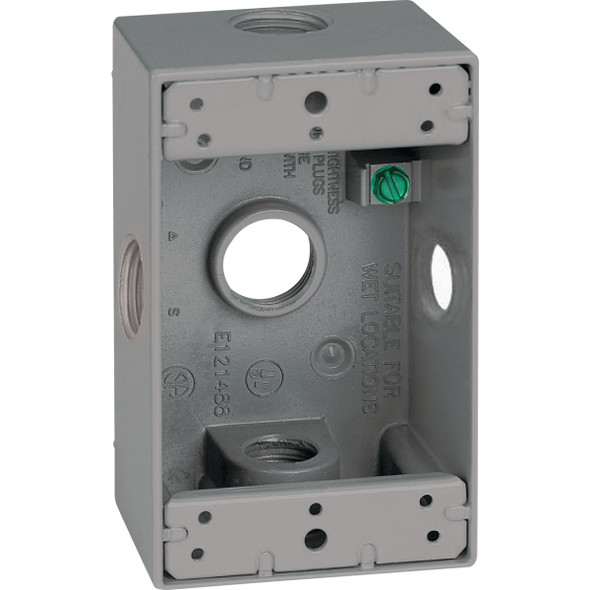 Southwire Single Gang 3/4 In. 5-Hole Side-Hole Gray Weatherproof Junction Box