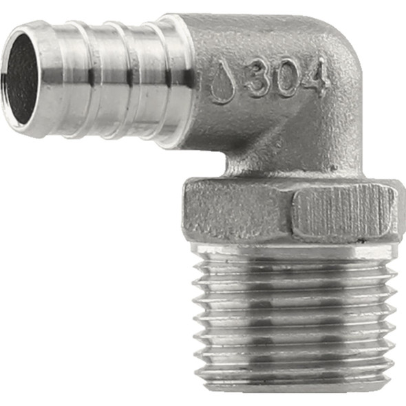 Plumbeeze 1/2 In. PEX x 1/2 In. Stainless Steel MPT Elbow PE-PS-ME05