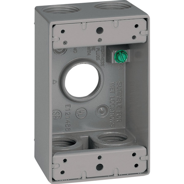 Southwire Single Gang 3/4 In. 5-Hole Gray Weatherproof Junction Box WB1575-UPC