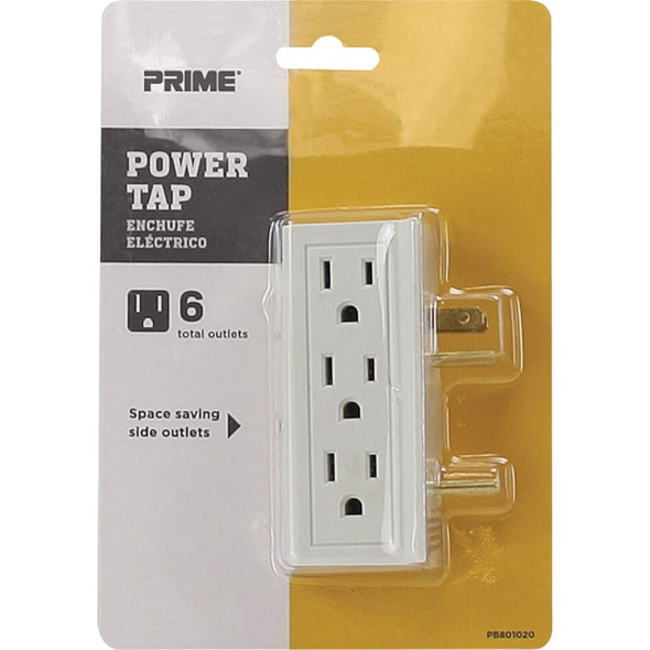 Prime Wire & Cable White 15A 6-Outlet Space Saver Power Tap PB801020 518793