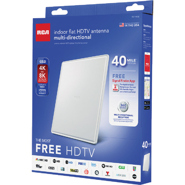 RCA White 8.15 In. W. x 9.13 In. L. Flat Omi-Directional HDTV Indoor Antenna