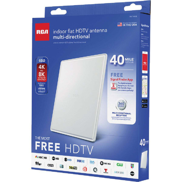 RCA White 8.15 In. W. x 9.13 In. L. Flat Omi-Directional HDTV Indoor Antenna