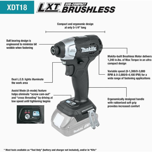 Makita 18v Crdlss Imact Driver XDT18ZB 378023