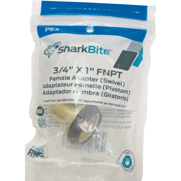 SharkBite 3-4 In. Barb x 1 In. NPSM Brass PEX Swivel Adapter UC529LFA 494551