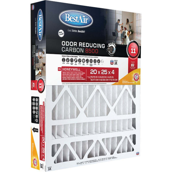 BestAir 20 In. x 25 In. x 4 In. MERV 11 Odor Reducing Carbon Furnace Filter