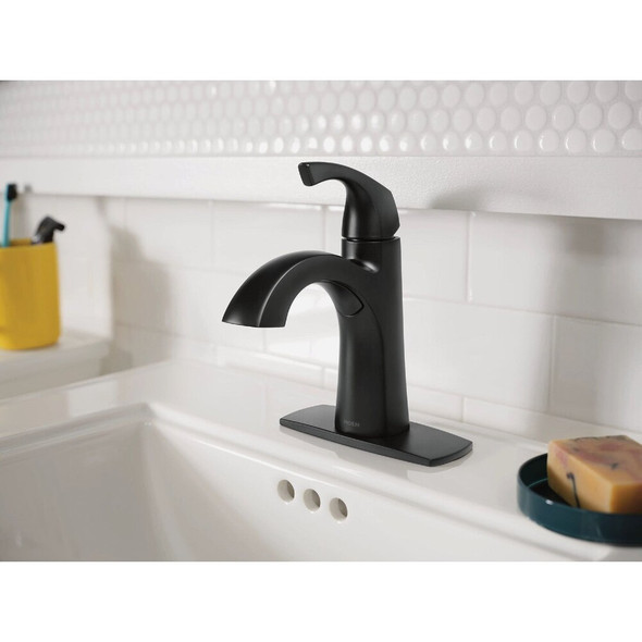 Moen Lindor 1-Handle Lever Centerset Bathroom Faucet, Matte Black 84505BL 492016