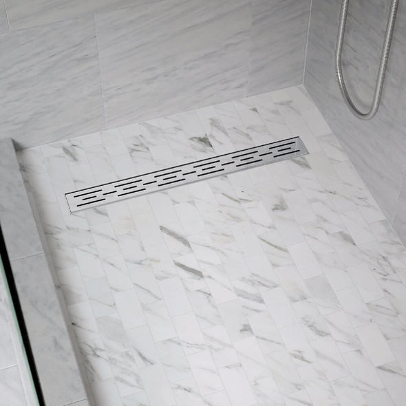 B&K 24 In. Linear Shower Drain Offset Pattern Grate Chrome 133-001G01 487280