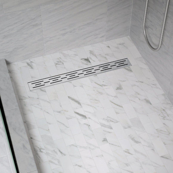 B&K 24 In. Linear Shower Drain Offset Pattern Grate Chrome B&K 24 In. Linear Shower Drain Offset Pattern Grate Chrome