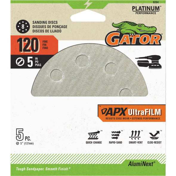 Gator Blade 5pk 5" 120g Sndng Disc 9204