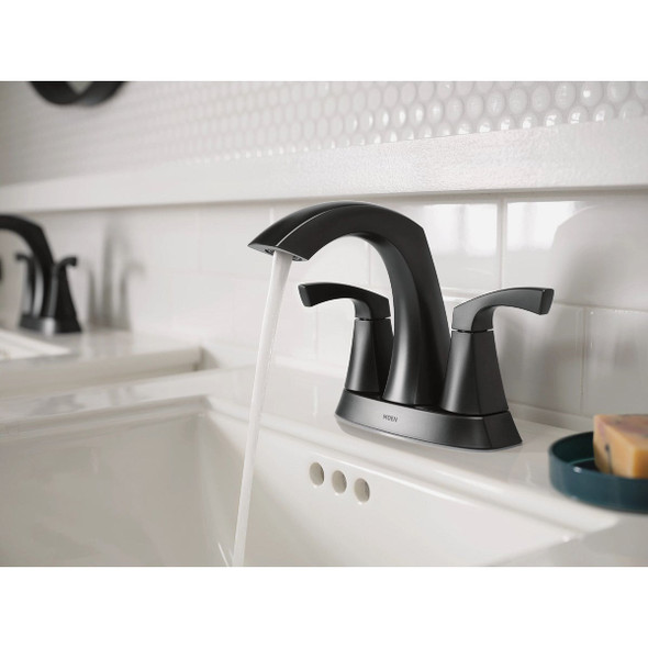 Moen Lindor 2-Handle Lever Centerset Bathroom Faucet, Matte Black 84506BL 472987