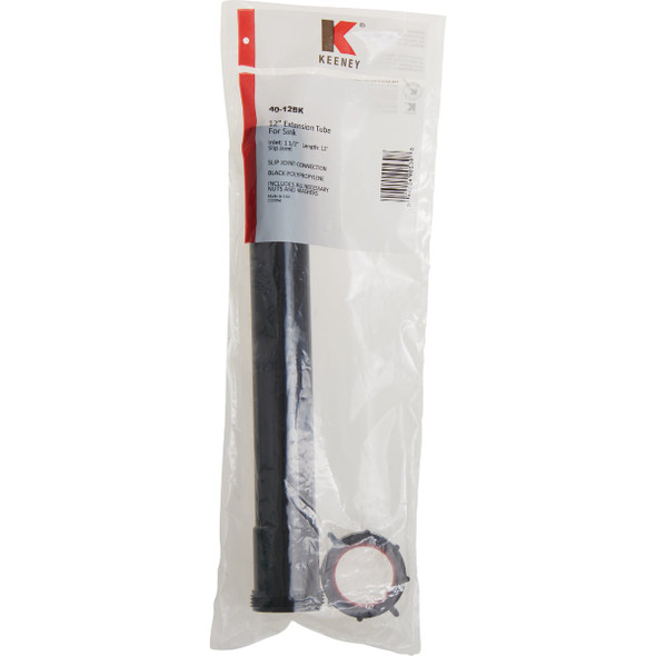 Keeney 1-1/2 In. x 12 In. Black Plastic Slip-Joint Extension Tube