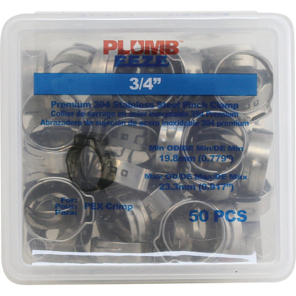 Plumbeeze 3/4 In. Stainless Steel PEX Pinch Clamp (50-Pack) Plumbeeze 3/4 In. Stainless Steel PEX Pinch Clamp (50-Pack)