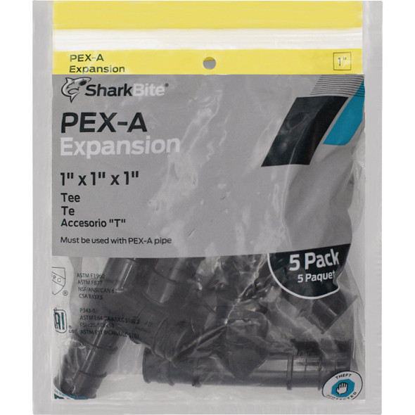 SharkBite 1 In. x 1 In. x 1 In. Poly PEX-A Tee (5-Pack) SharkBite 1 In. x 1 In. x 1 In. Poly PEX-A Tee (5-Pack)