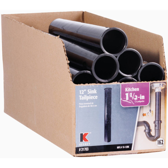 Keeney 1-1-2 In. OD x 12 In. Black Plastic Tailpiece 10-12BK 418289