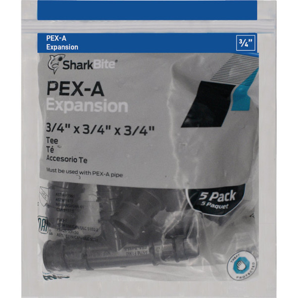 SharkBite 3-4 In. x 3-4 In. x 3-4 In. Poly PEX-A Tee (5-Pack) UA370A5 409862