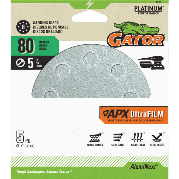 Gator Blade 5pk 5" 80g Sndng Disc 9203