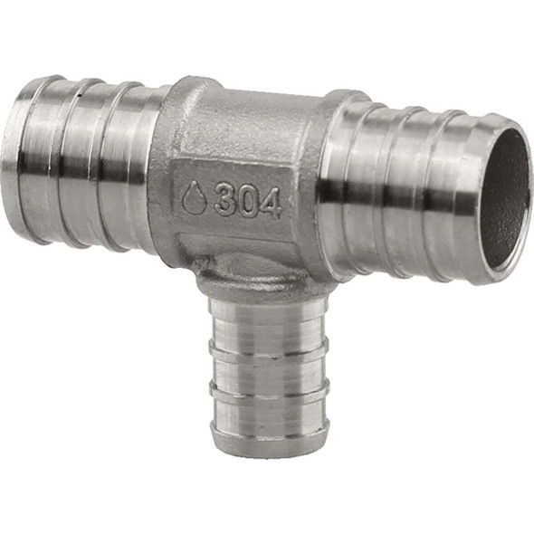 PlumbEeze 3/4 In. x 3/4 In. x 1/2 In. Stainless Steel PEX Tee PE-PS-T070705