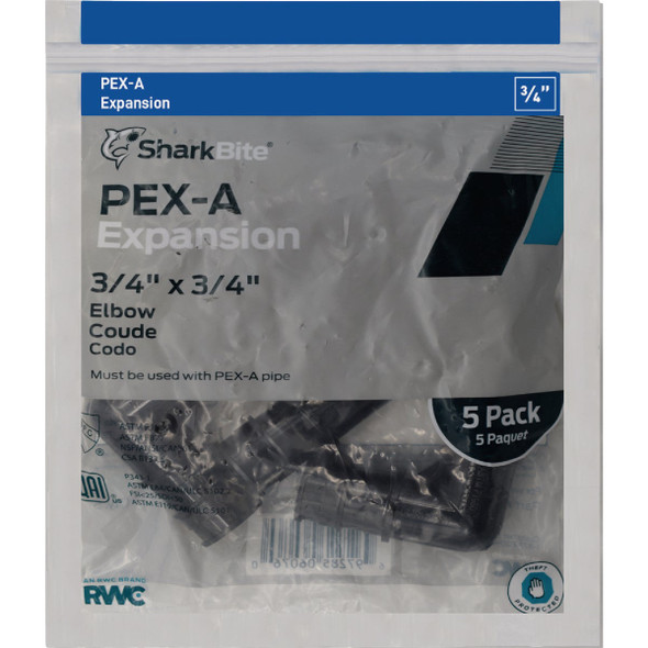 SharkBite 3-4 In. 90 Deg. Poly PEX-A Elbow (1-4 Bend) (5-Pack) UA256A5 432472