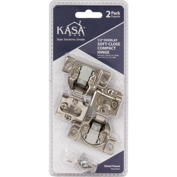 KasaWare 1/2 In. Overlay Soft-Close Compact Hinge (2-Pack)