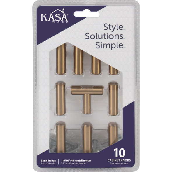 KasaWare 1-1-2 In. Overall Length Satin Bronze Cabinet T-Knob (10-Pack) K294SBZ-10 253683
