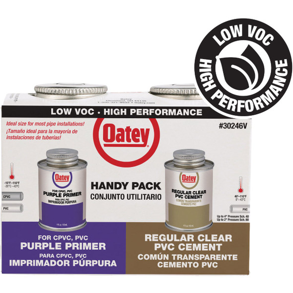 Oatey 4 Oz. Low Voc Primer & Cement PVC Cement Kit 30246V