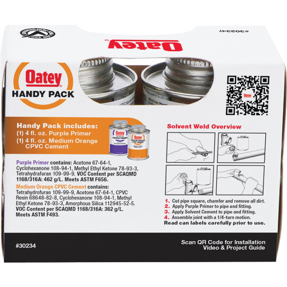 Oatey 4 Oz. Low Voc Primer & Cement PVC Cement Kit 30246V 412553