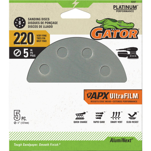 Gator Blade 5pk 5" 220g Sndng Disc 9207