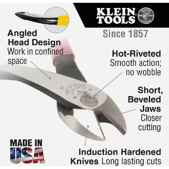 Klein 9 In. Angled Head Diagonal Cutting Pliers D2000-49 390974