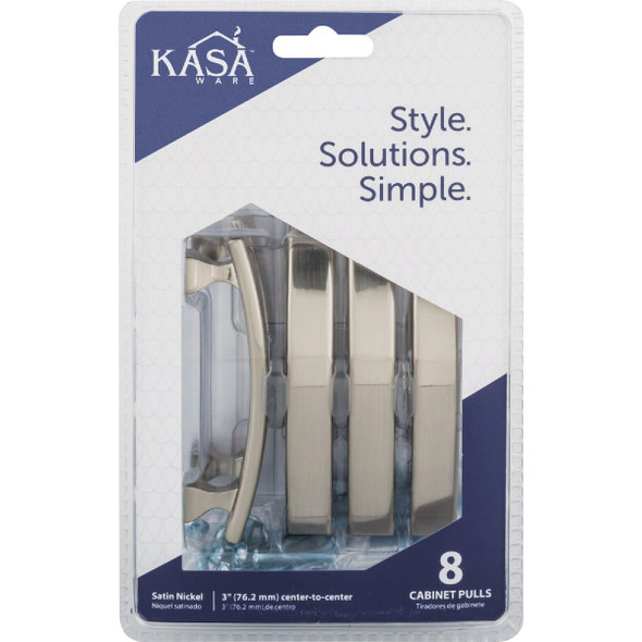 KasaWare 4 In. Overall Length Satin Nickel Flared Foot Square Pull (8-Pack)