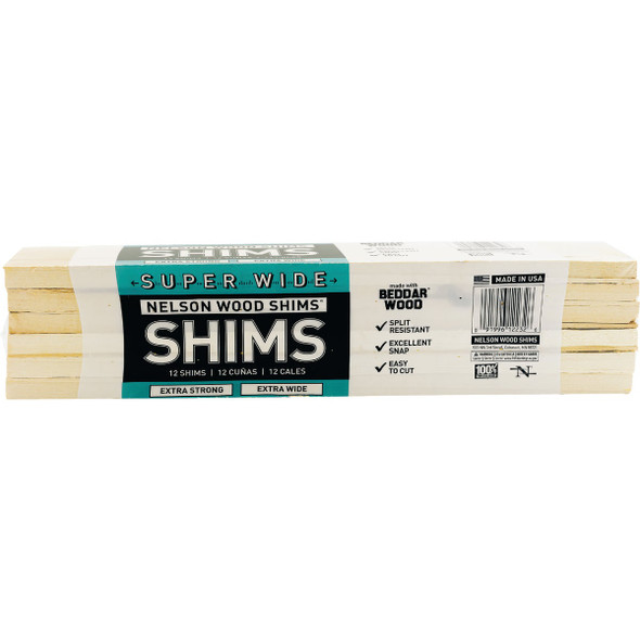 Nelson Wood Shims 12 In. L. Super Wide Shims (12-Count) SS12/12/24/36 Pack of 24