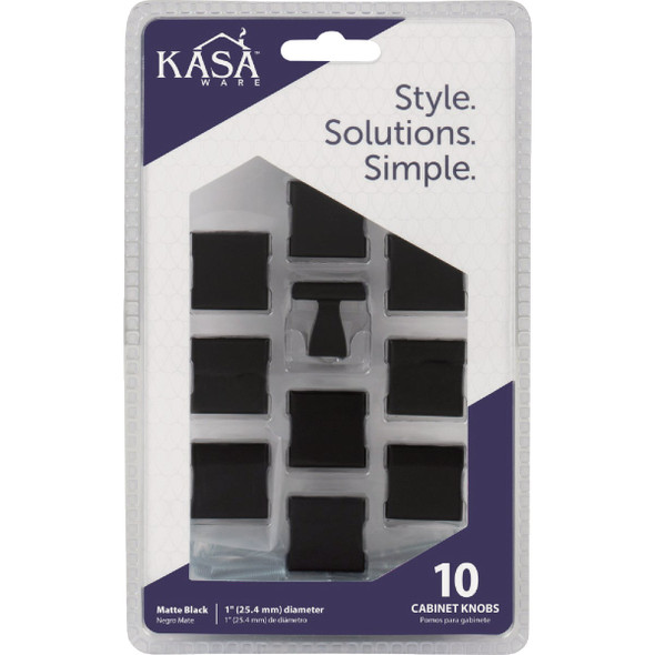 KasaWare 1 In. Diameter Matte Black Flared Foot Square Knob (10-Pack) K313MB-10 245982