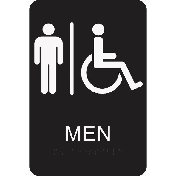Hy-Ko Deco Series Plastic Braille Restroom Sign, Men Handicapped DB-1