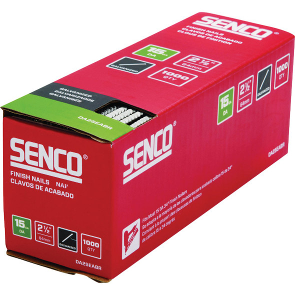 Senco 2-1-2 In. 15-Gauge Galvanized 34 Degree Angled Finish Nail (1000 Ct.) DA25EABR 380866