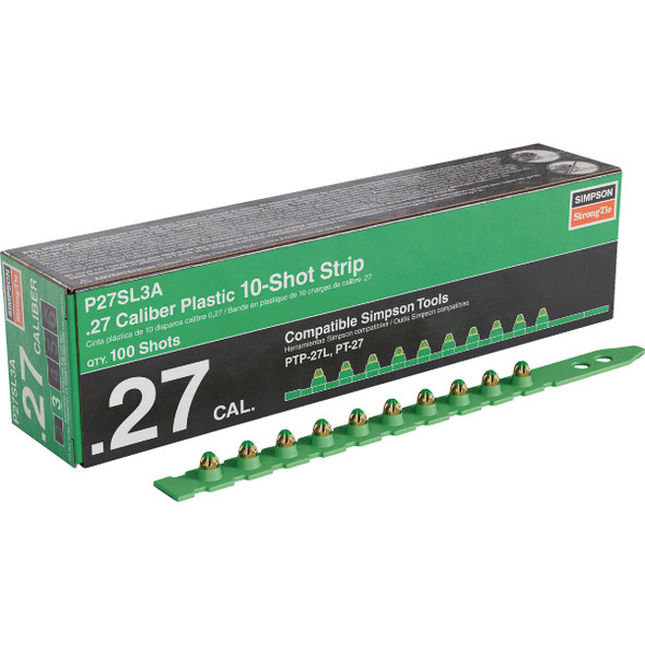 P27SL 0.27-Caliber Plastic, 10-Shot Strip Loads, Green - Imported (100-Qty)
