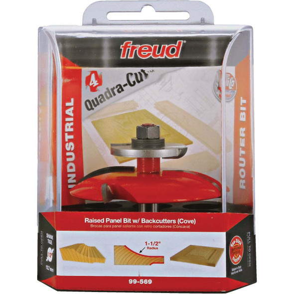Freud 3-1/2 In. Quadra-Cut Cove Raised Panel Bit Router with Backcutters 99-569