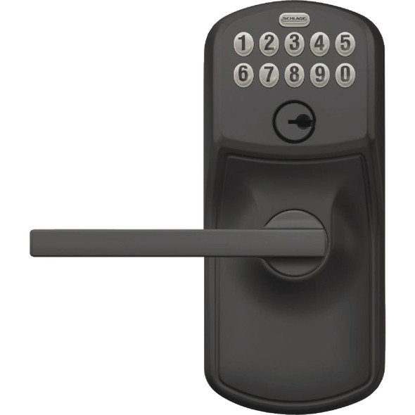 Schlage Plymouth Matte Black Electronic Keypad Entry Latitude Lever